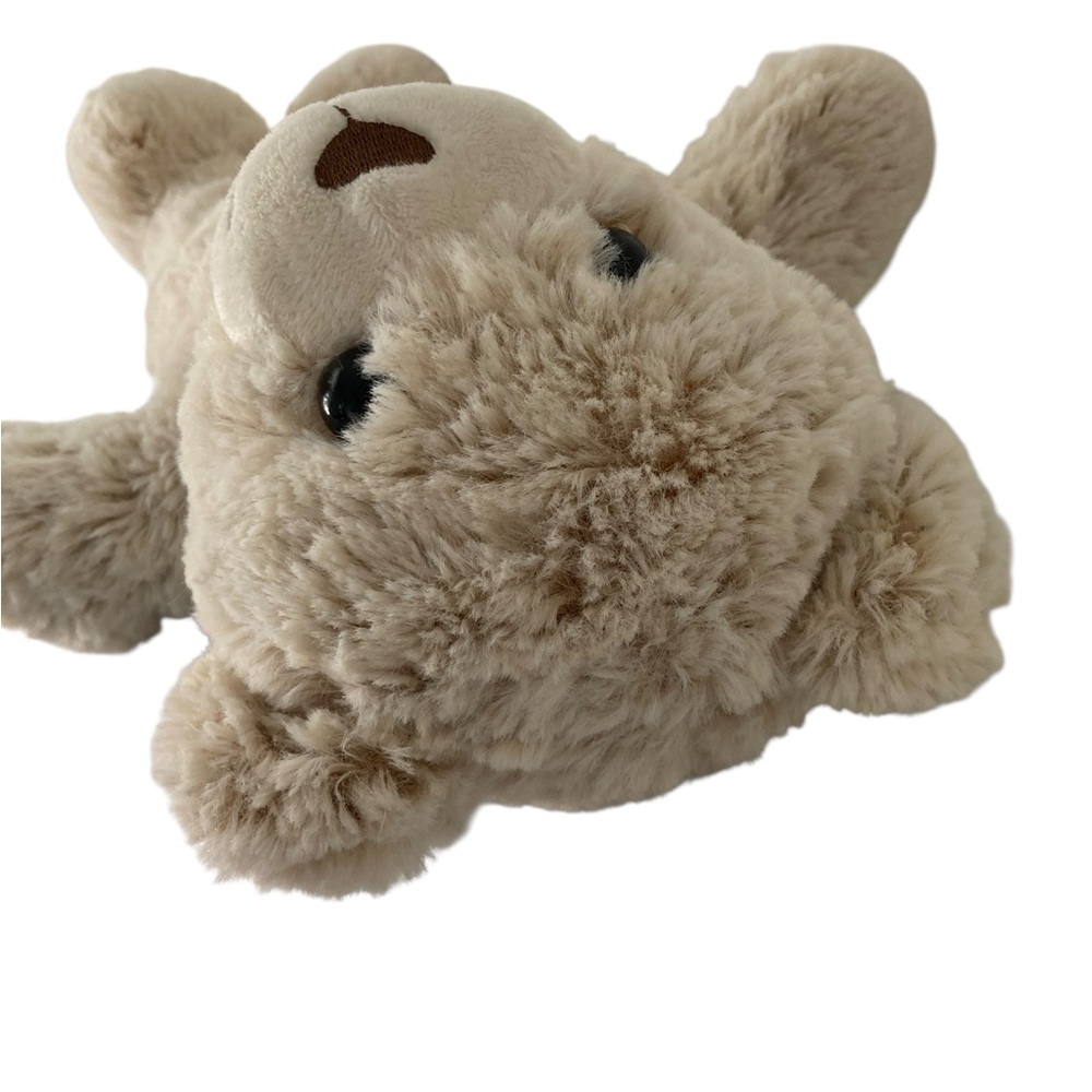 Spark Create Imagine 13” Teddy Bear Plush Cream Oatmeal Ribbed Feet Walmart. - Picture 5 of 11